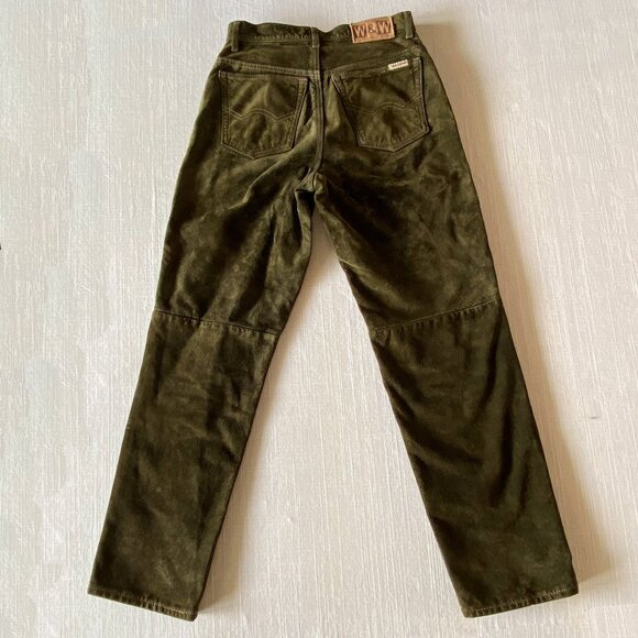 Vintage 2000s Suede Leather Pants - Size M - Wash & Wear Washable Suede - Picture 2 of 8